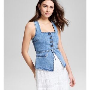 Women's Blue Button Down Denim Top